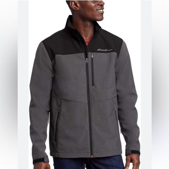 Eddie Bauer Point Vista Soft Shell Jacket Men 2XL Black Grey Outdoors Waterproof - Picture 1 of 10
